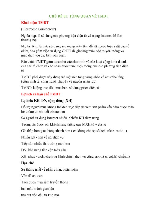 Câu Hỏi Ôn Tập Tổng Quan Thương Mại Điện Tử FPT POLYTECHNIC
